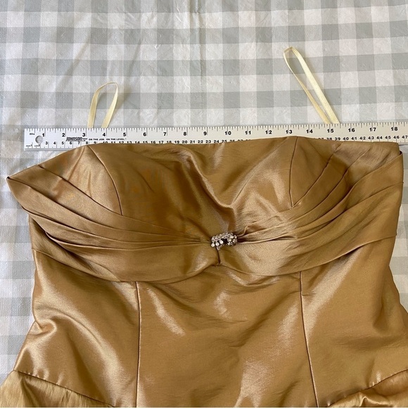 Anaïs Design gold strapless dress ballon pleated woven prom jewels corset 12 14 - Picture 13 of 16